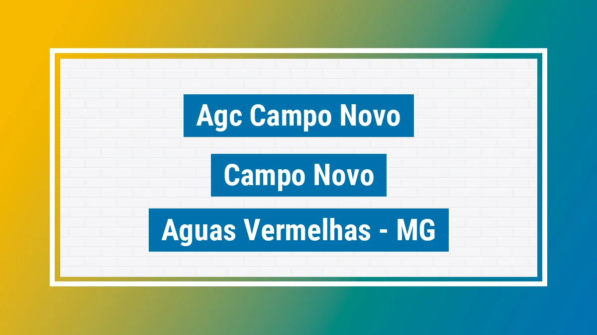 Unidade de agência dos Correios Agc Campo Novo Campo Novo Águas Vermelhas MG