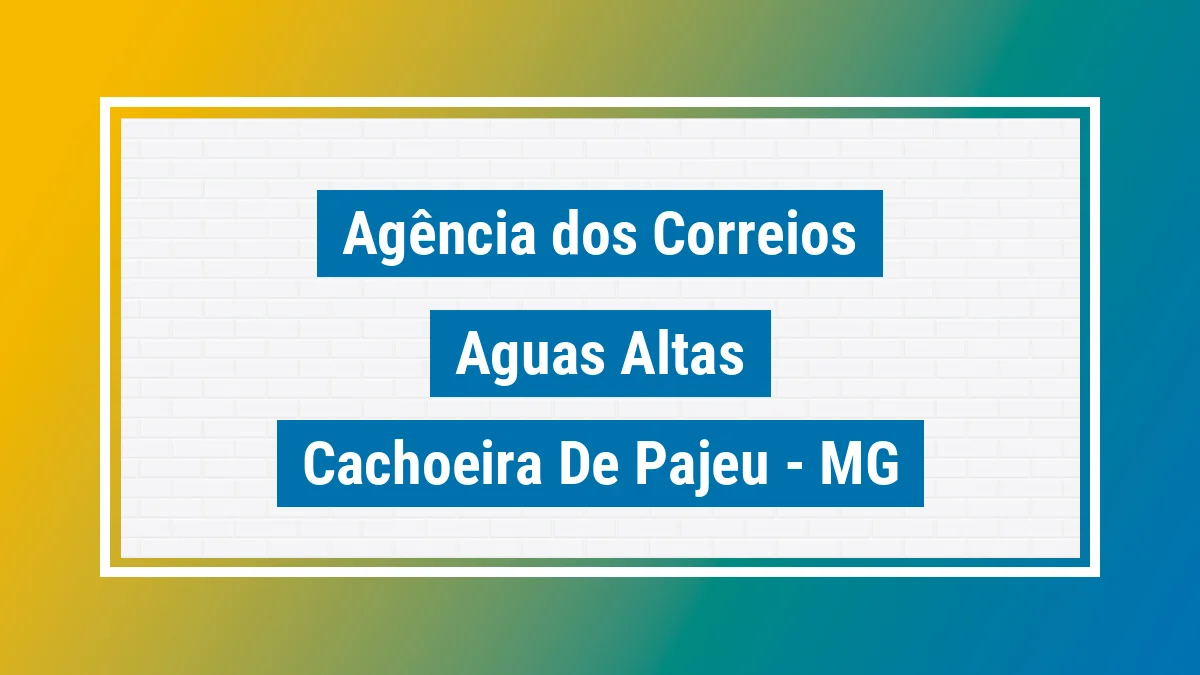 Imagem ilustrativa correios Águas Altas Cachoeira de Pajeú MG