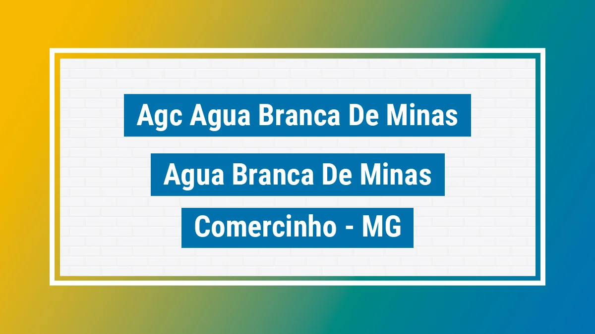 Unidade de agência dos Correios Agc Agua Branca de Minas Água Branca de Minas Comercinho MG