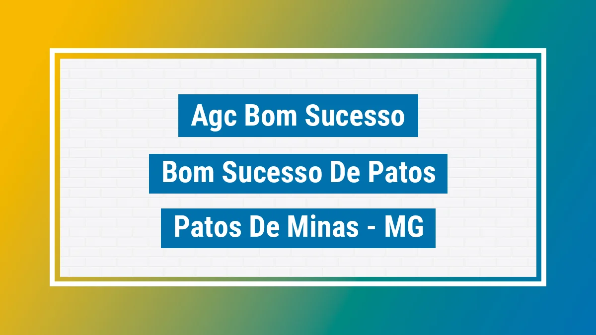 Unidade de agência dos Correios Agc Bom Sucesso Bom Sucesso de Patos Patos de Minas MG