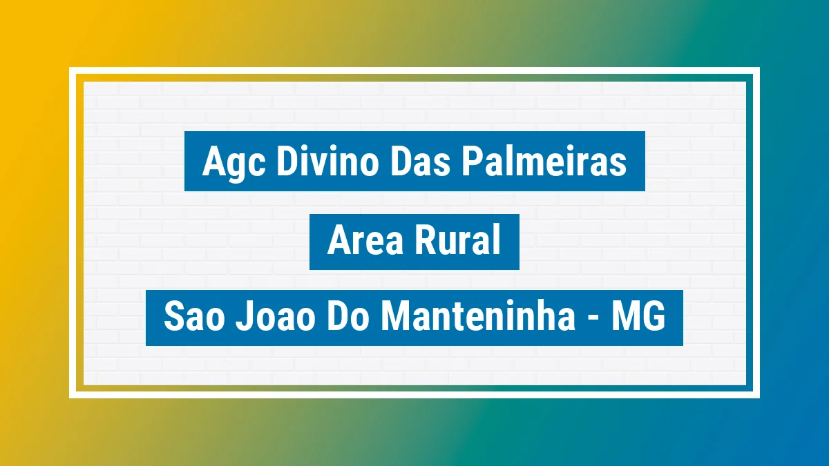 Unidade de agência dos Correios Agc Divino das Palmeiras Area Rural São João do Manteninha MG