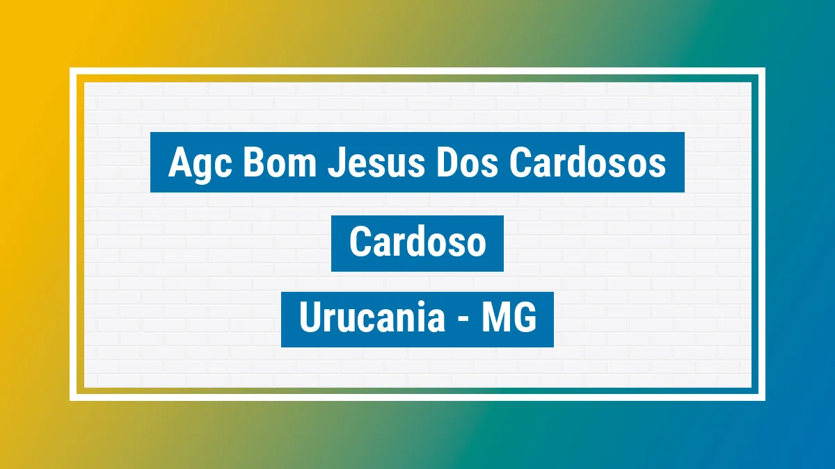 Unidade de agência dos Correios Agc Bom Jesus dos Cardosos Cardoso Urucânia MG
